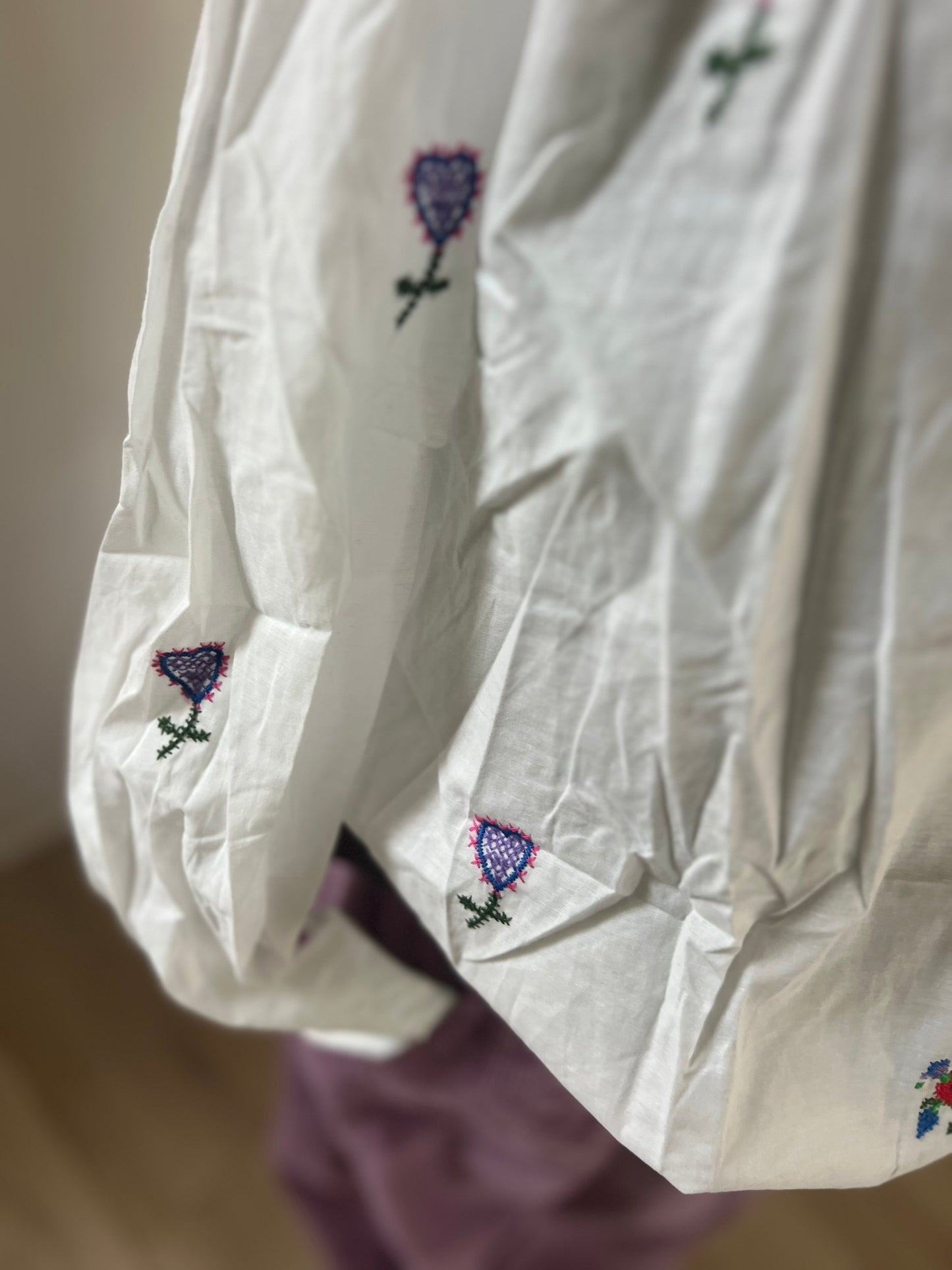 Chemise Écru Brodée 100% Coton – Élégance Naturelle