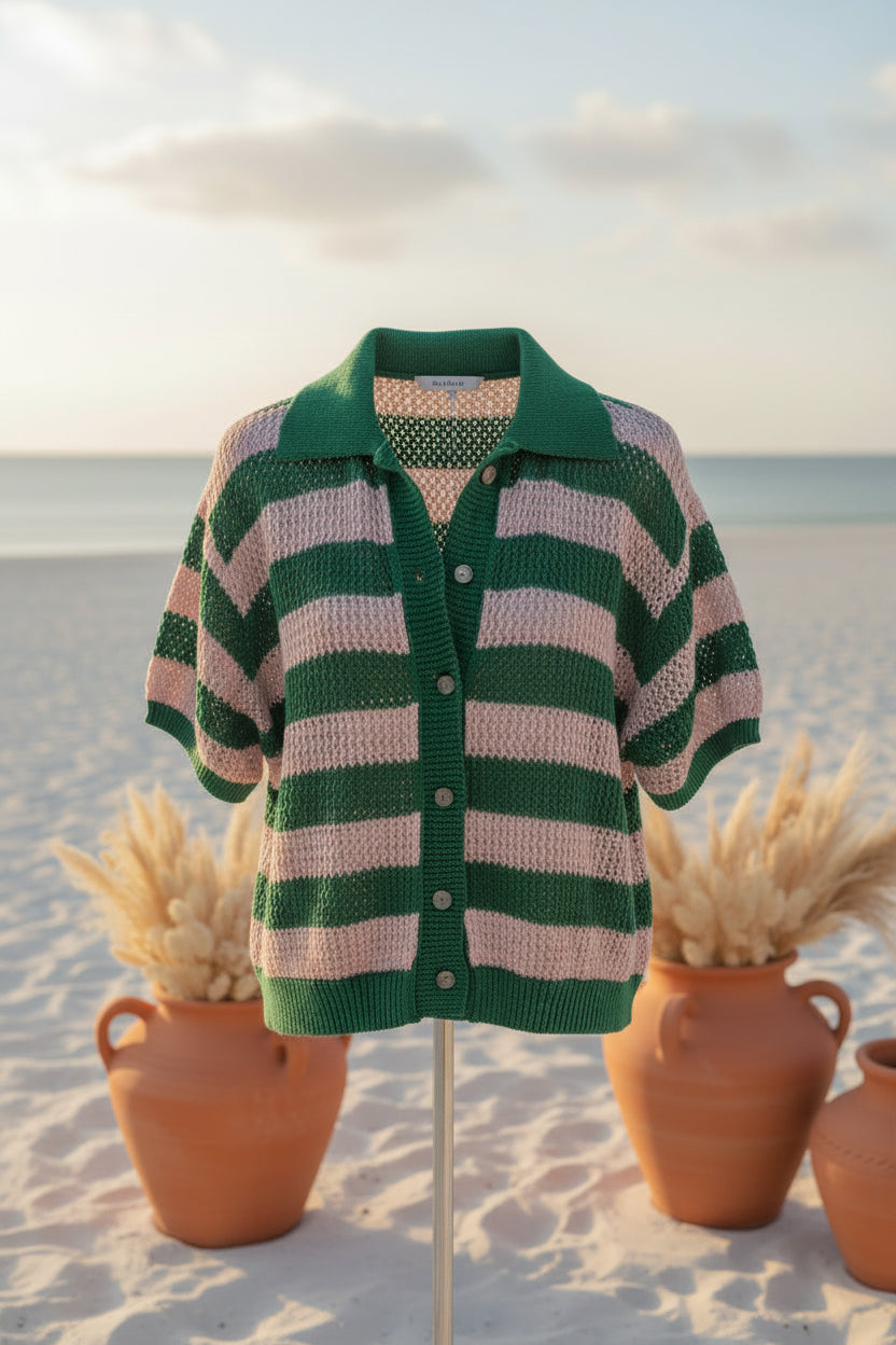 Polo Crochet MIA – Rose & Vert