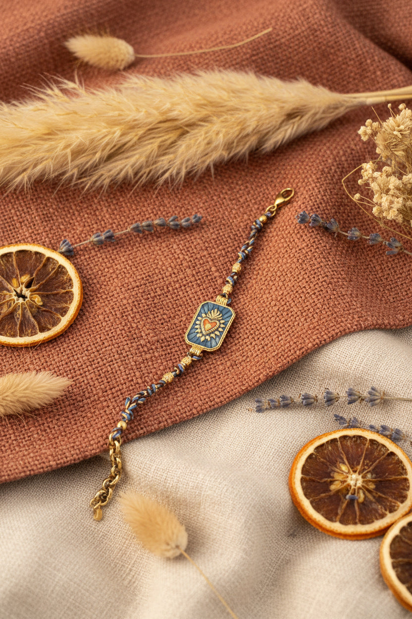 Bracelet Talisman coton et laiton bijou symbolique