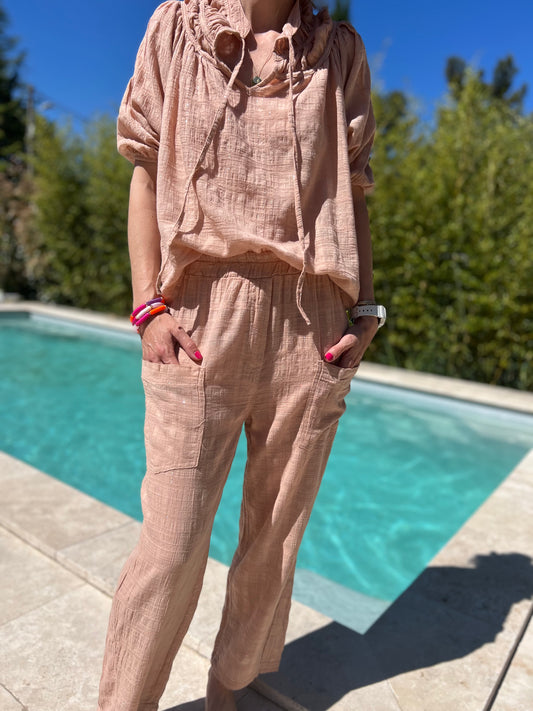 Ensemble pantalon et tunique Johanna Paris – taille unique 36-40, fluide et élégant