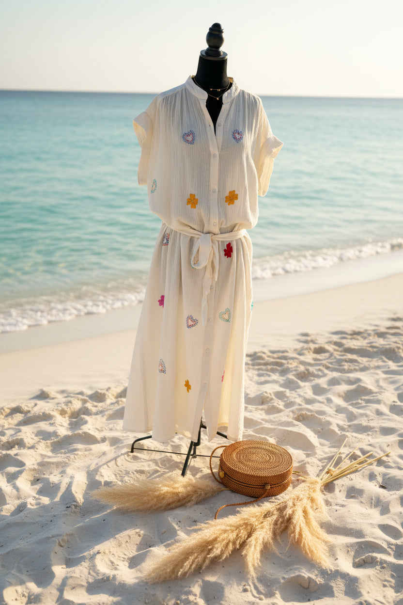 Robe gaze de coton brodée – Johanna Paris