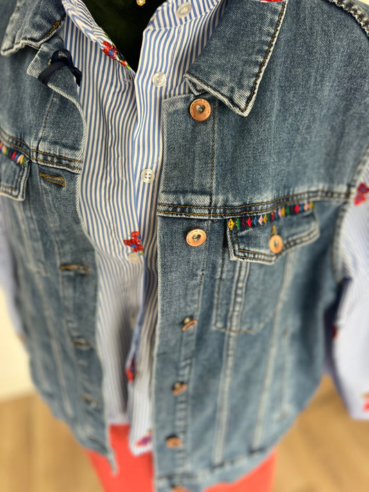 Veste Sans Manches Jean Femme – Détails Broderie Bohème Chic