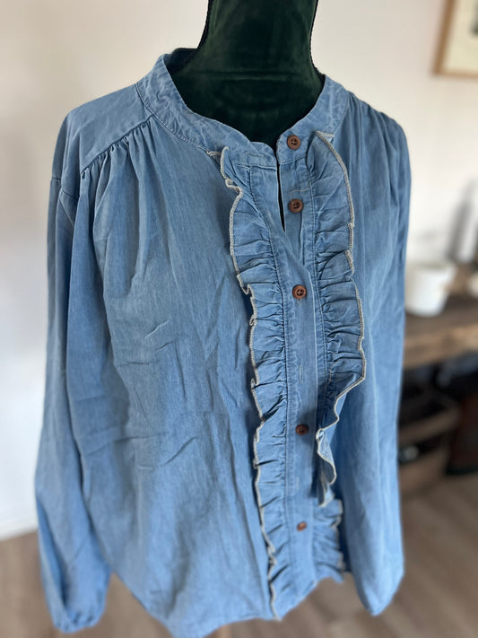 chemise en jean romantique femme chic
