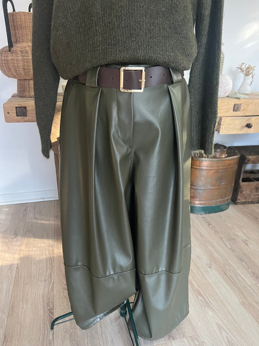 Pantalon cuir vegan à jambes larges | Maison Lipanoi