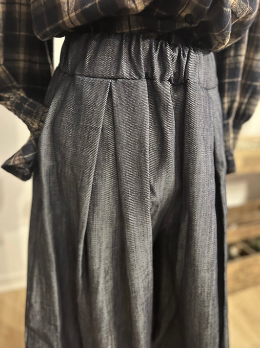 Pantalon Jil en Jean Brut Taille Élastique – Jambes Larges