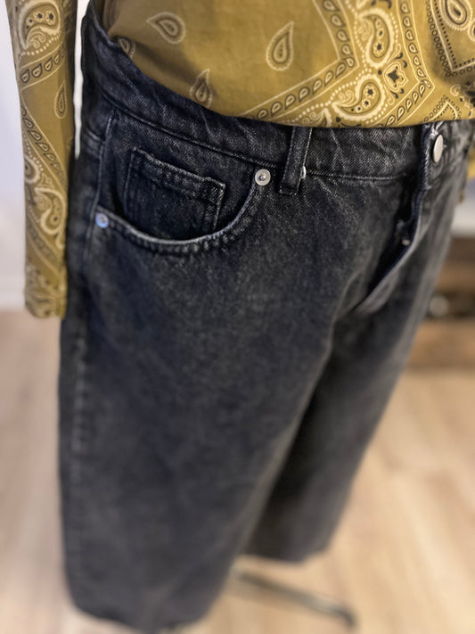 Bermuda long en jean noir – Femme