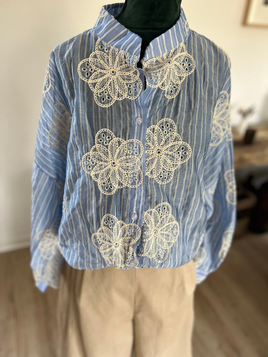 chemise rayée femme broderie anglaise