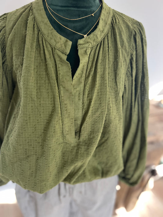 Blouse Plumetis Manches Ballon – Johanna Paris