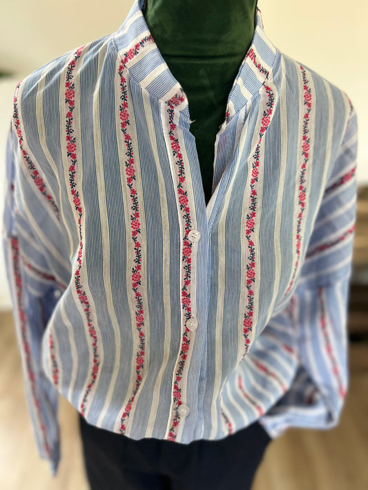 Chemise Liberty à rayures bleu et blanc