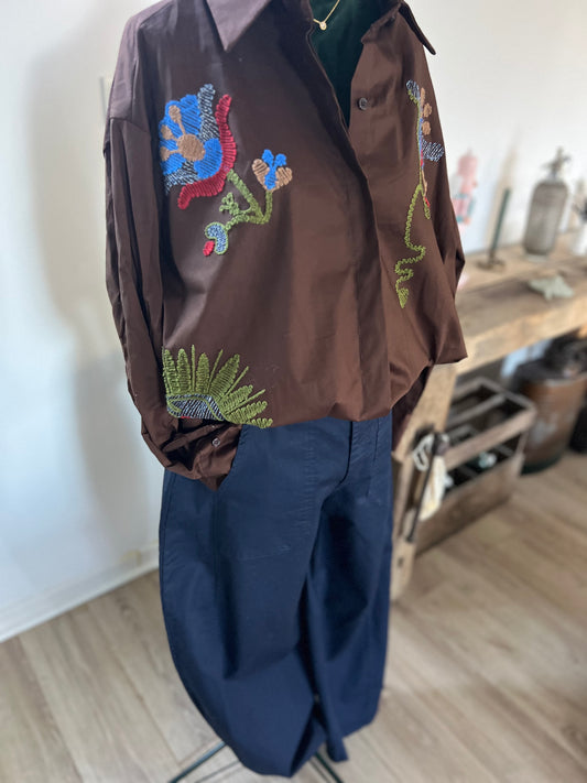 Pantalon Barrel en Coton – Coupe Moderne – Taille Unique (jusqu’au 42)