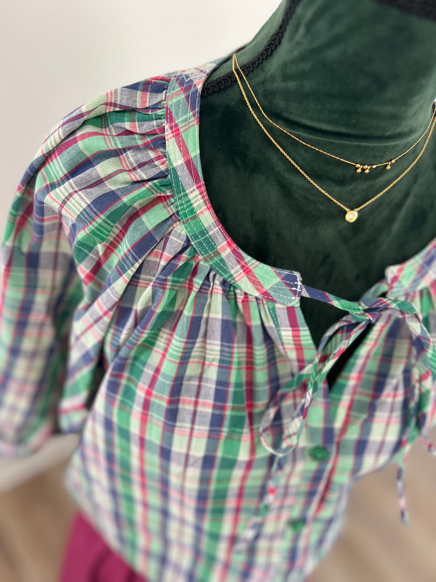 Blouse à carreaux Adore Paris S/M 38-40 100% coton