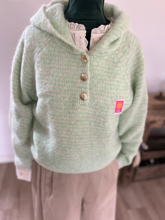 pull à capuche rayures femme maille douce