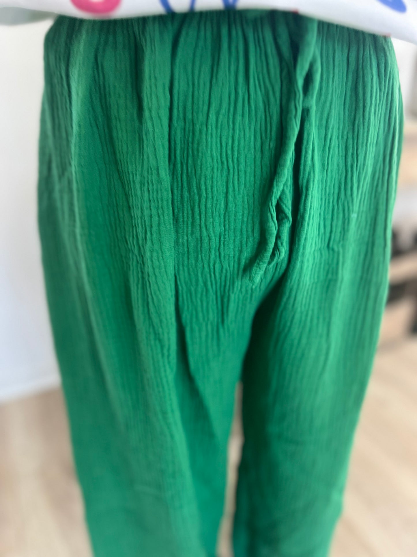 Pantalon gaze de coton femme – fluide, léger, taille élastique 36-40